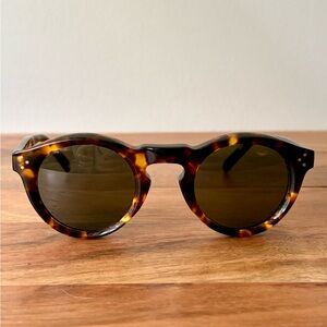 CELINE - Cool Girl Tortoiseshell Round Sunglasses - Brown Lenses